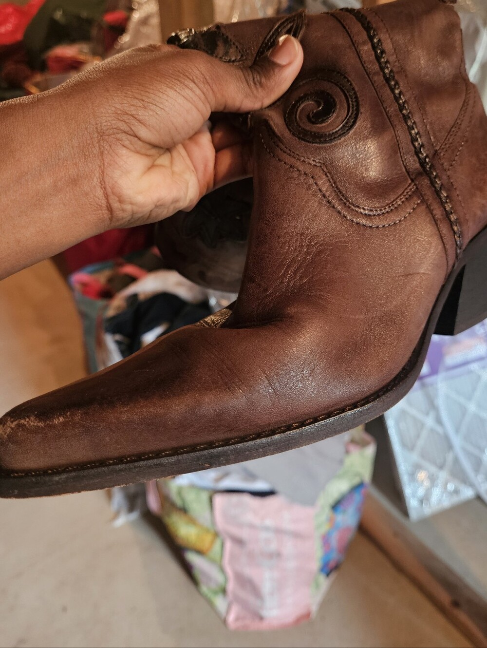 Carlos by Carlos Santana Slinger Leather Cowboy Boots - Picture 7 of 15